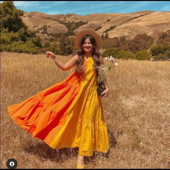 Christopher John Rogers orange two tone dress - Picture 3 of 5